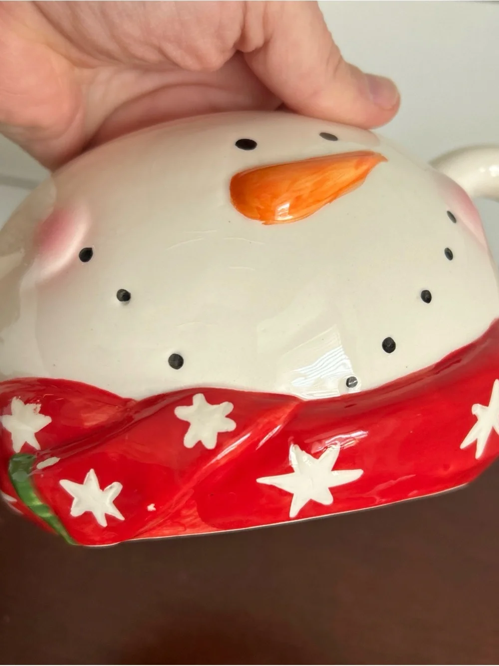 Festive Red Snowman Teapot - Holiday Home Decor